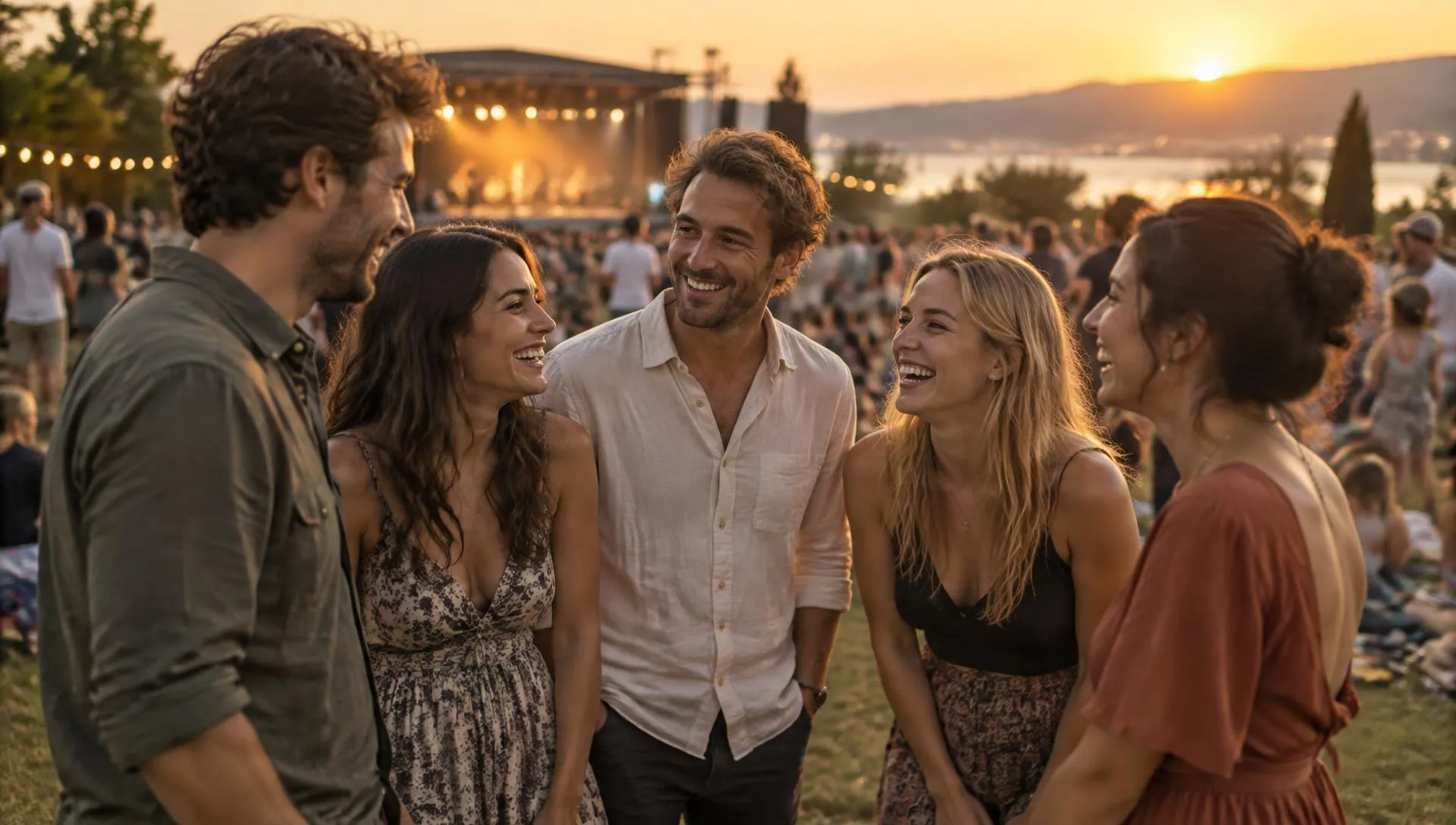 Crew friends at an outdoor concert