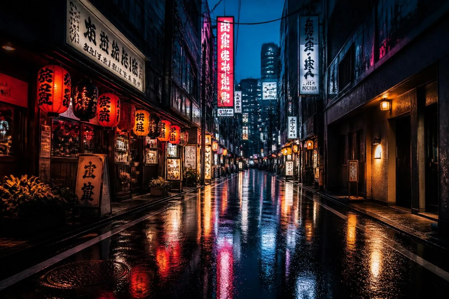 A lively evening street in Tokyo